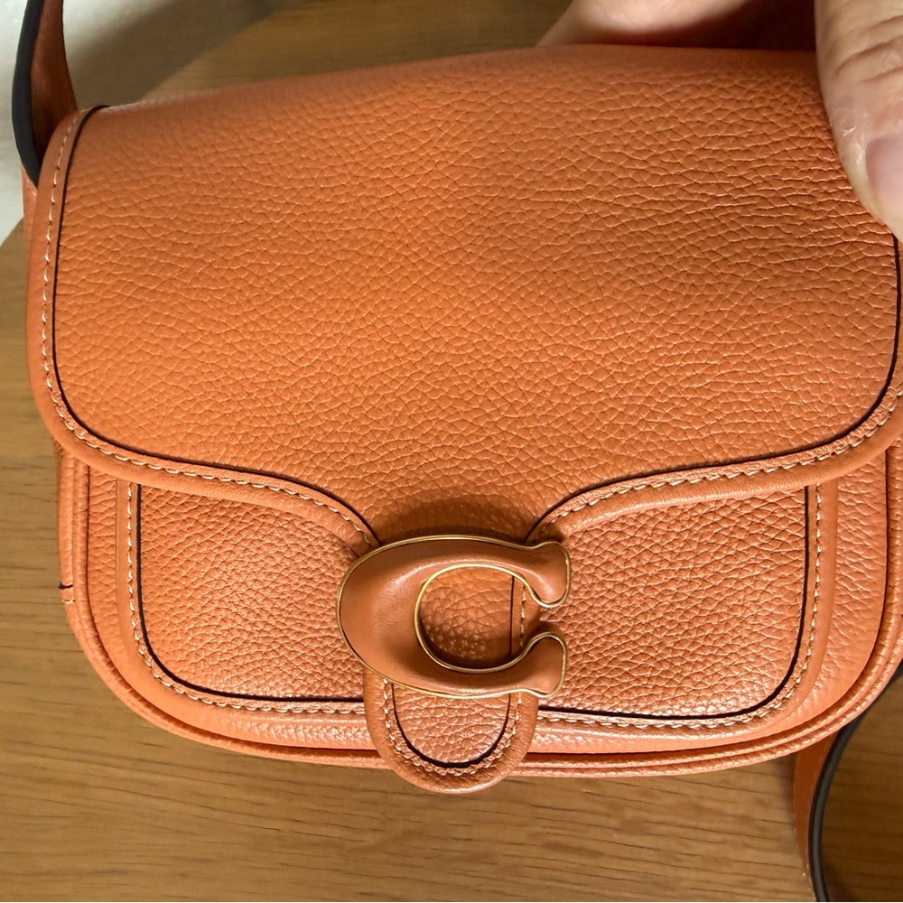 Coach Tabby Pebbled Leather Messenger 19 Faded Orange Crossbody Bag - Picture 2 of 16